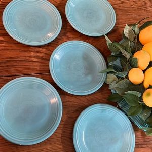 fiesta ware turquoise. 2 small plates. approx. 7 in.